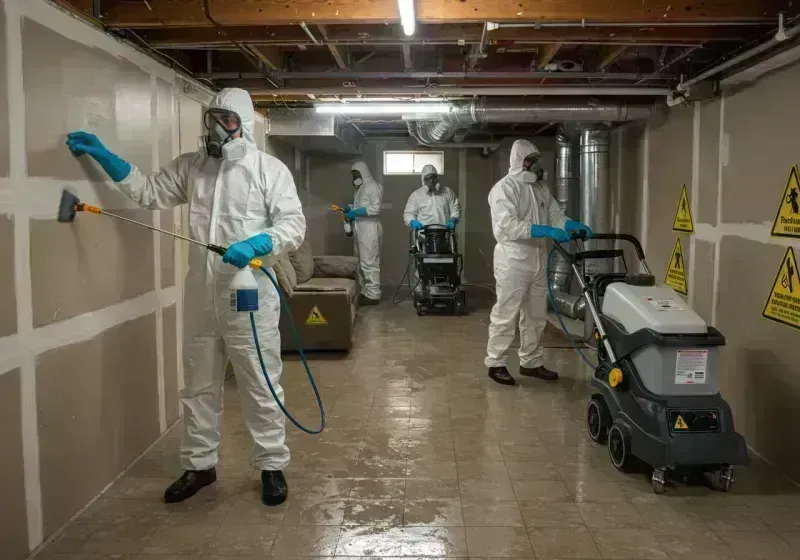 Basement Moisture Removal and Structural Drying process in La Monte, MO